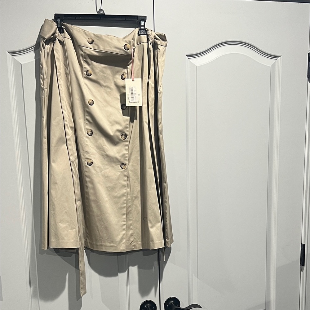 Alex Marie Beige A-Line Skirt with Button Detail